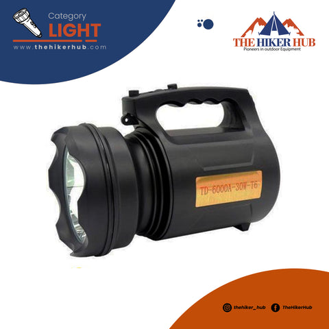 HD long range search and Flashlight TD-6000A-30W-T6, Search and Floodlight The Hiker Hub TheHikerHub.com Pakistan Online