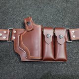 LEATHER BELLY BELT HOLSTER FOR 9MM/30BORE PISTOLS