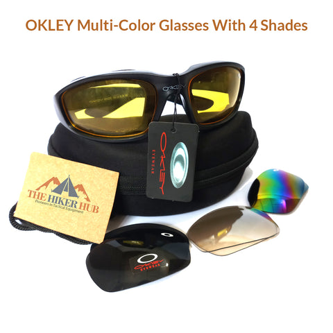 Oakley Multi-Color Glasses With 4 Shades And Free Oakley Hard Pouch The Hiker Hub TheHikerHub.com Pakistan Online