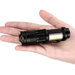 Built In Battery Q5 Portable Mini Led Flashlight - Zoomable The Hiker Hub TheHikerHub.com Pakistan Online